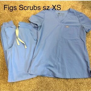Figs Sky Blue Scrub Top & Jogger Pants Set Sz XS